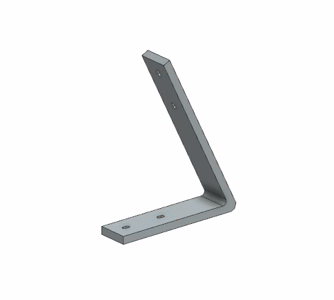 L-shaped mounting bracket, isometric CAD render