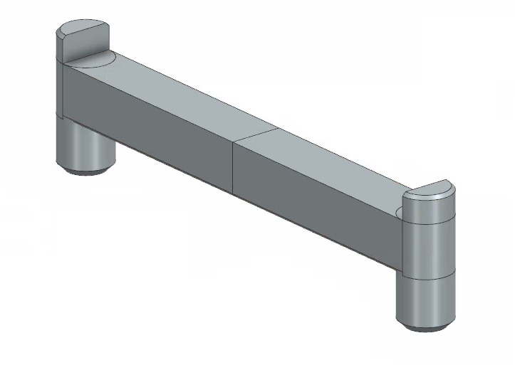 Custom floor-standing PC mount, isometric CAD render